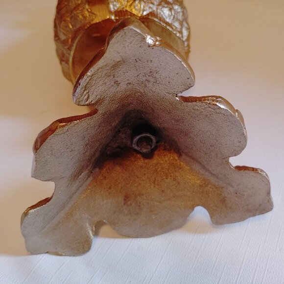 GOLDEN Pineapple Candle Holder Pillar Candle Holder HUGE 14.25" Tall - Picture 4 of 6